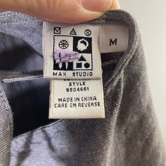 Womens Max Studio Linen Cotton Lace Back Strappy Dress Gray Brown M - Picture 7 of 10